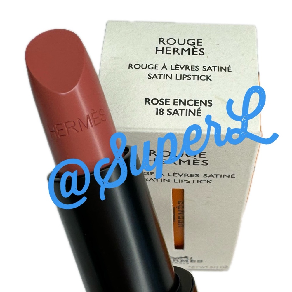NEW Rouge Hermes Satin lipstick Rose Encens Pink Mauve Neutral Lip Natural